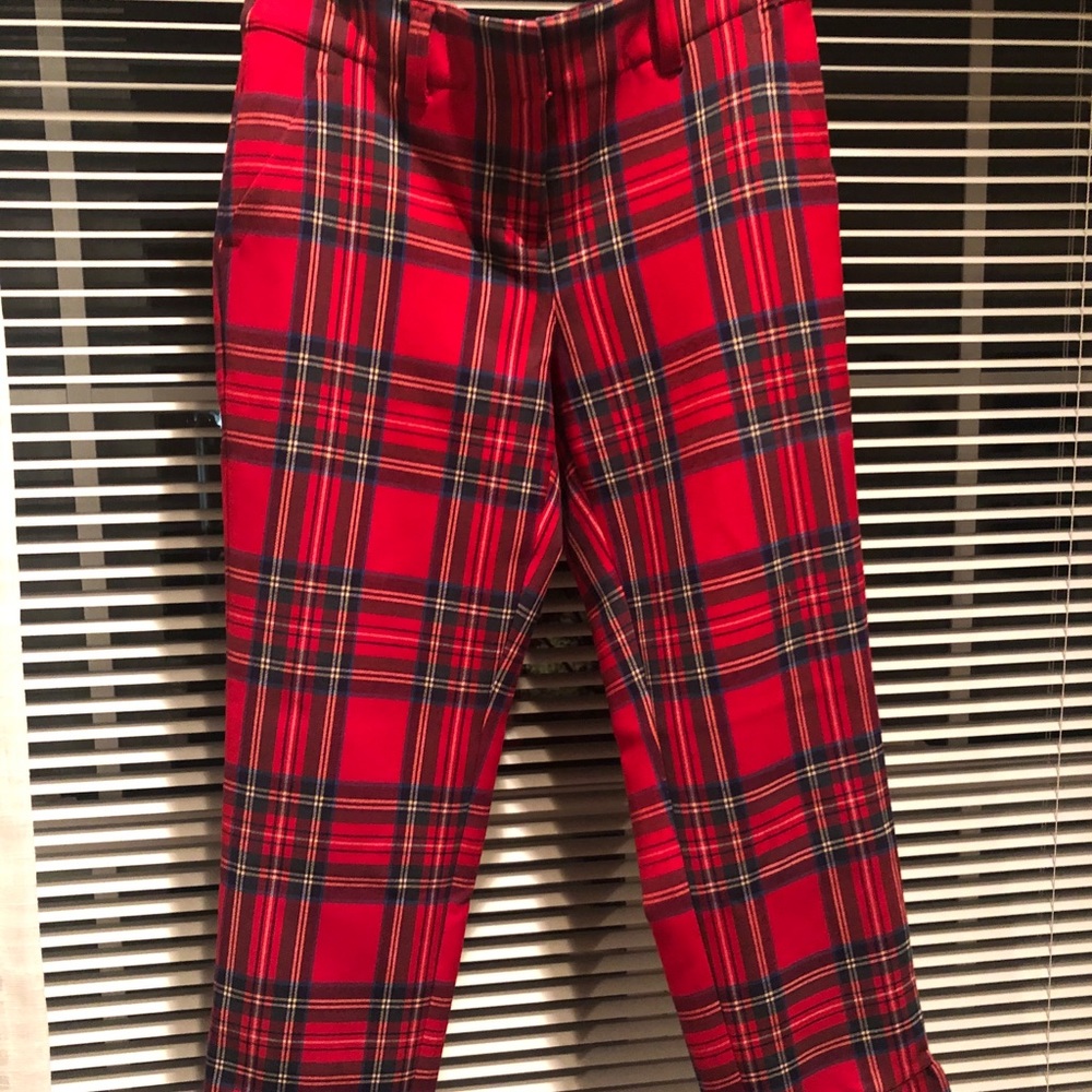 Cropped Plaid Dress Trousers